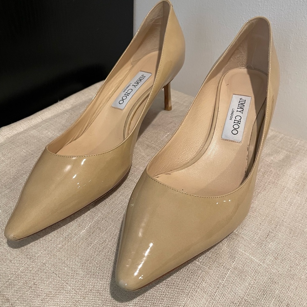 Jimmy Choo Nude Patent Leather Heels